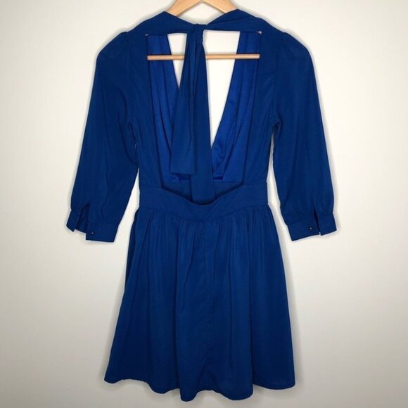 TOBI Sapphire Blue Low  Cut Long-Sleeve Dress Size Small - Picture 3 of 6